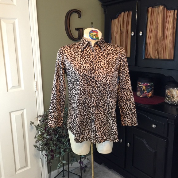 Lauren Ralph Lauren Tops - Lauren Ralph Lauren Leopard Print Shirt Size M